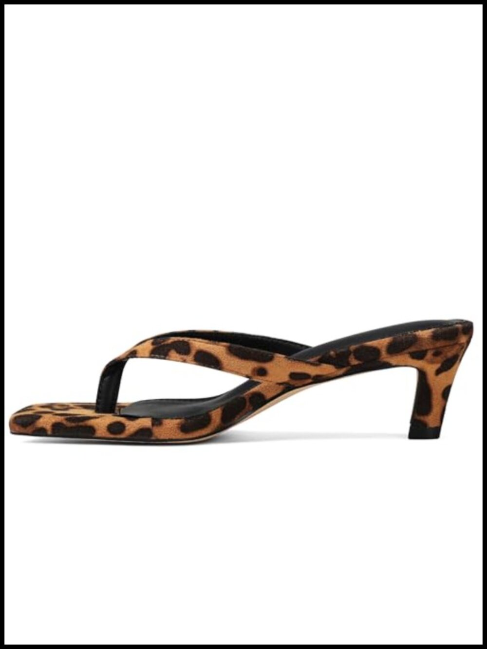 Kitten Heel Sandals Women Square Open Toe Faux Leather Slide Heels